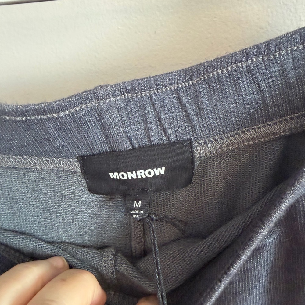 Monrow Heather Grey Rainbow Stripe Supersoft Joggers medium super soft loungers - Picture 6 of 9